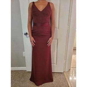 David’s Bridal Burgundy bridesmaids dress